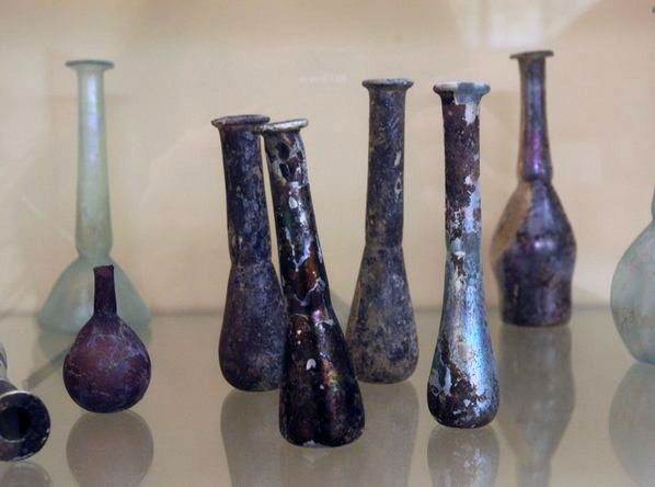 Tear Vases at the archaeological Museum of Parikia Tear Vases at the archaeological Museum of Paros